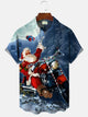 Alohadaddy Christmas Motorcycle Button Pocket Casual Short Sleeve Shirt
