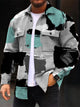 Chaqueta de trabajo con bolsillo para hombre, con estampado digital 3D de gráficos étnicos y pana con diseño retro geométrico de Alohadaddy