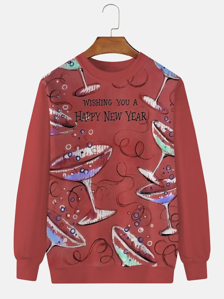 Sudadera de poliéster de manga larga con cuello redondo y diseño informal para parejas con fiesta de cócteles navideños de Alohadaddy
