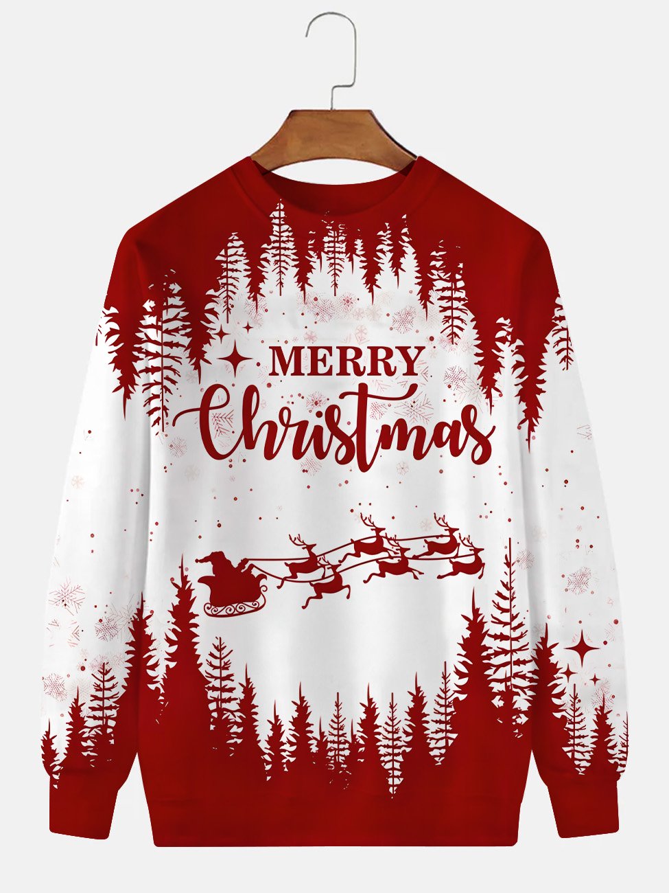 Sudadera de poliéster de manga larga informal con cuello redondo y diseño retro navideño de Alohadaddy