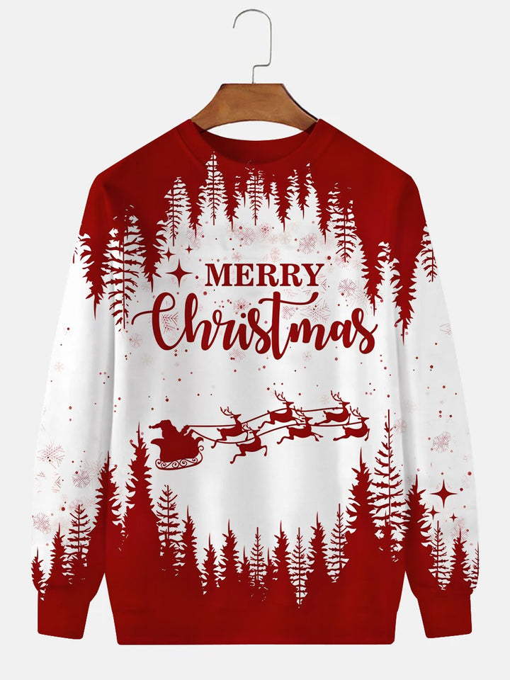Sudadera de poliéster de manga larga informal con cuello redondo y diseño retro navideño de Alohadaddy