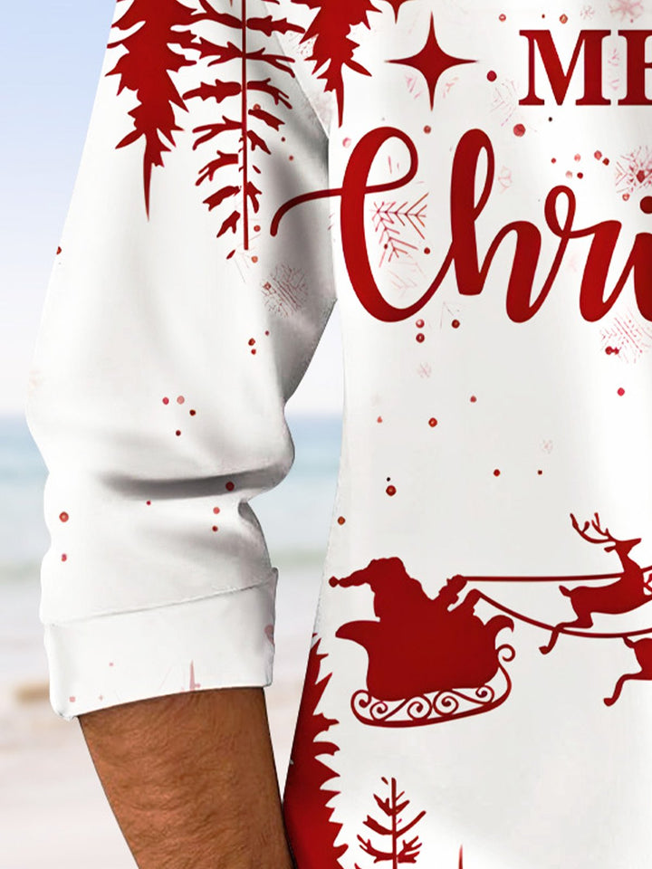 Alohadaddy Christmas Button Pocket Casual Short Sleeve Shirt