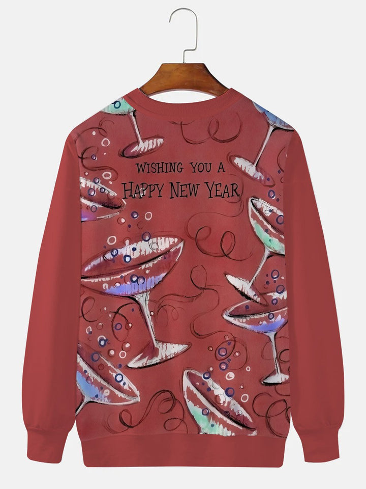Sudadera de poliéster de manga larga con cuello redondo y diseño informal para parejas con fiesta de cócteles navideños de Alohadaddy