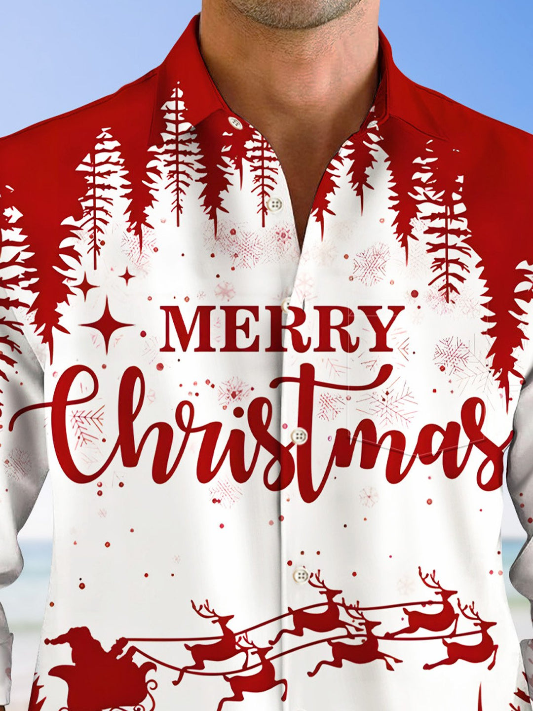 Alohadaddy Christmas Button Pocket Casual Short Sleeve Shirt