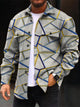 Alohadaddy Retro Geometric Corduroy Ethnic Graphics 3D Digital Printing Men's Workwear Pocket Jacket Coat