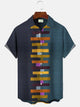 Alohadaddy Geometric Pattern Button Pocket Casual Short Sleeve Shirt