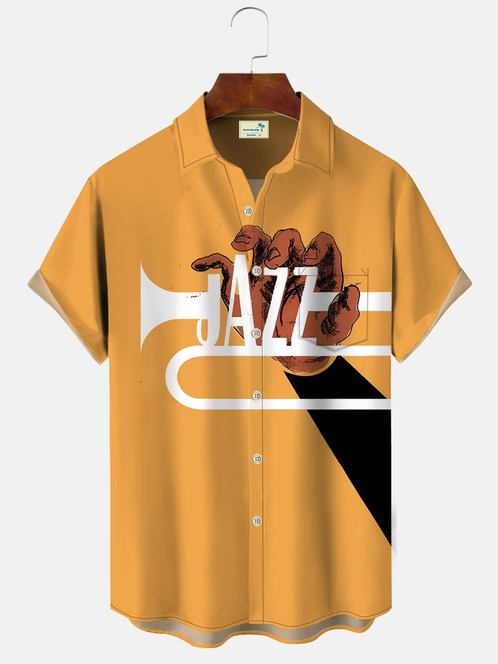 Camisa informal de manga corta con bolsillos y botones estilo jazz vintage de Alohadaddy