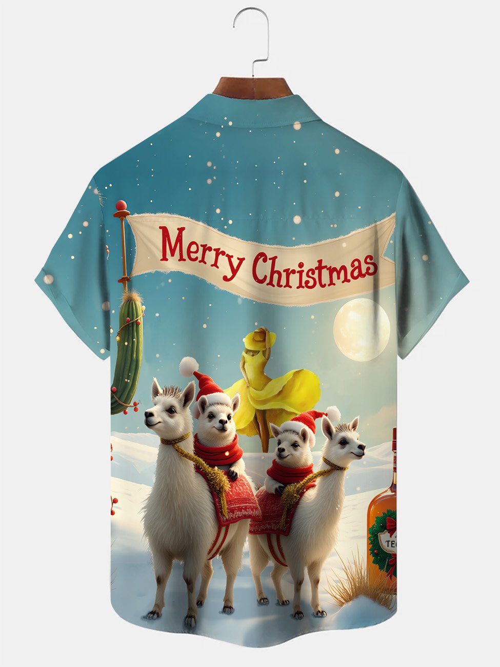 Alohadaddy Christmas Animals Funny Button Pocket Casual Short Sleeve Shirt