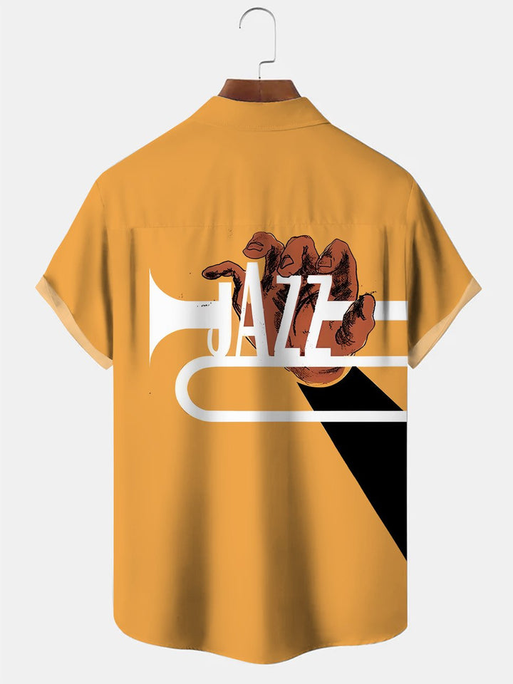 Camisa informal de manga corta con bolsillos y botones estilo jazz vintage de Alohadaddy