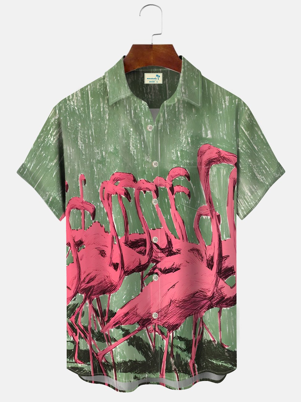 Green Hawaii Series Flamingo Shirts Alohadaddy AlohaDaddy