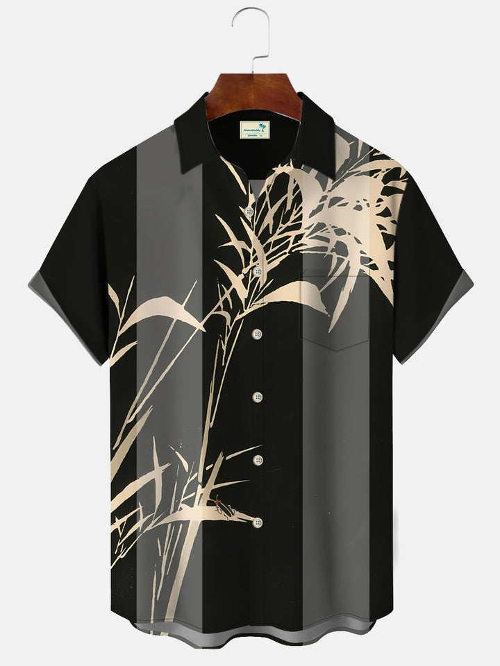 Camisa informal de manga corta para ir al trabajo, estilo años 50, con bolsillos con botones y plantas de bambú de Alohadaddy