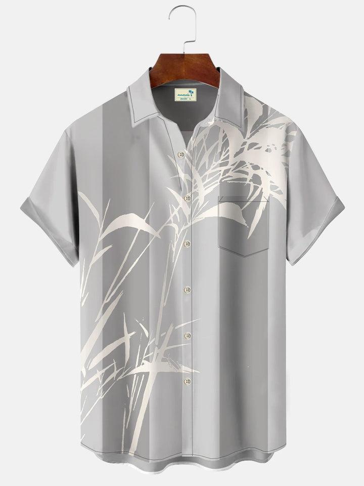 Camisa informal de manga corta para ir al trabajo, estilo años 50, con bolsillos con botones y plantas de bambú de Alohadaddy