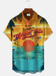 Alohadaddy Beach Coconut Tree Parrot Button Pocket Casual Short Sleeve Shirt