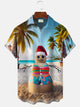 Camisa informal de manga corta con bolsillo y botones con diseño de muñeco de nieve y árbol de coco de Alohadaddy