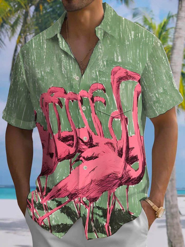 Green Hawaii Series Flamingo Shirts Alohadaddy AlohaDaddy
