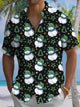 Camisa informal de manga corta con bolsillo con botones en contraste y diseño de muñeco de nieve navideño de Alohadaddy