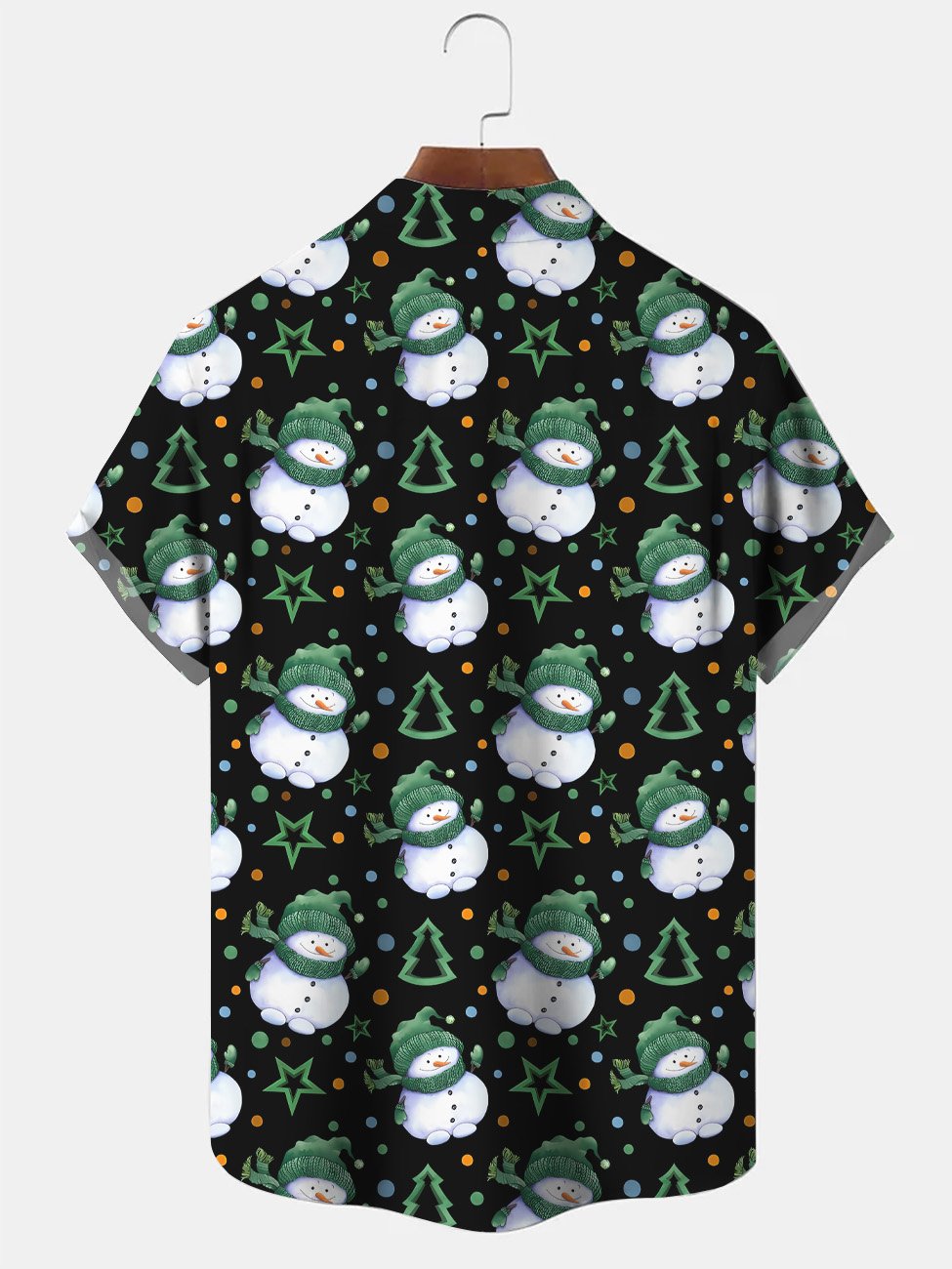 Alohadaddy Christmas Snowman Contrast Button Pocket Casual Short Sleeve Shirt