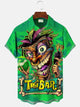 Alohadaddy Tiki Totem Coconut Tree Beach Button Pocket Casual Short Sleeve Shirt