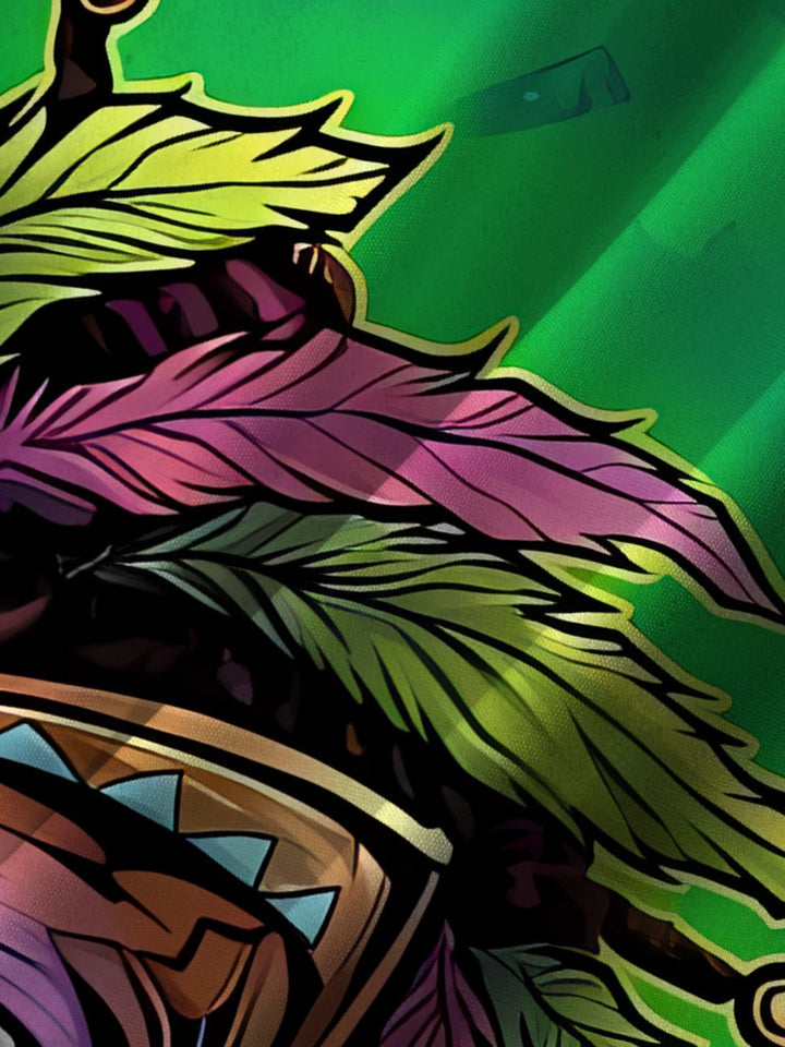 Camisa informal de manga corta con botones y diseño de árbol de coco y tótem Tiki de Alohadaddy