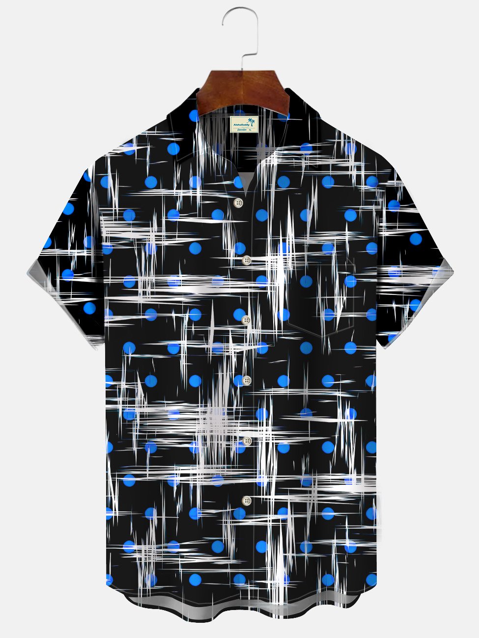 Alohadaddy Geometric Pattern 3D Digital Printing Buttons Pockets Casual Short Sleeve Shirt