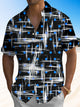 Camisa informal de manga corta con botones y bolsillos con estampado digital 3D y patrón geométrico de Alohadaddy