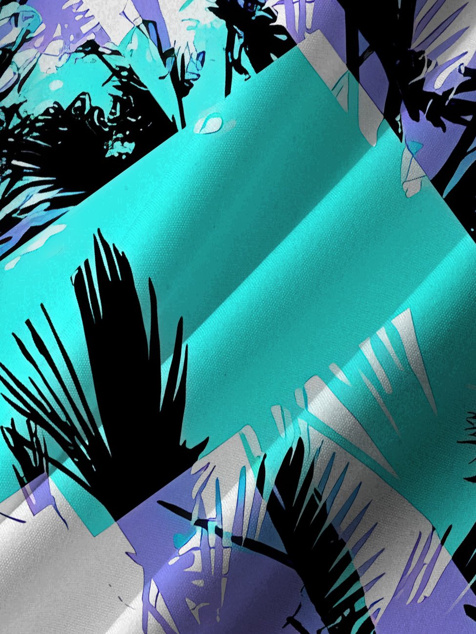 Alohadaddy Geometric Coconut Tree Contrast Color 3D Digital Printing Button Pocket Casual Short Sleeve Shirt