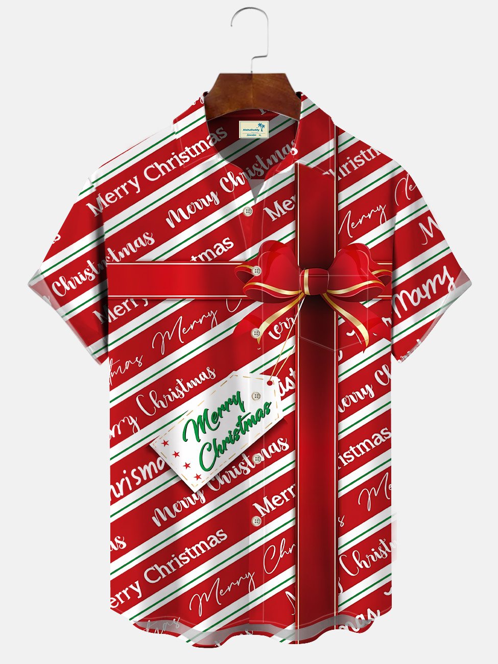 Camisa informal de manga corta con bolsillo y botones con regalo navideño de Alohadaddy