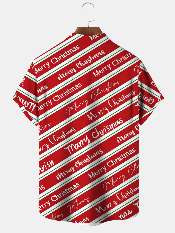 Camisa informal de manga corta con bolsillo y botones con regalo navideño de Alohadaddy