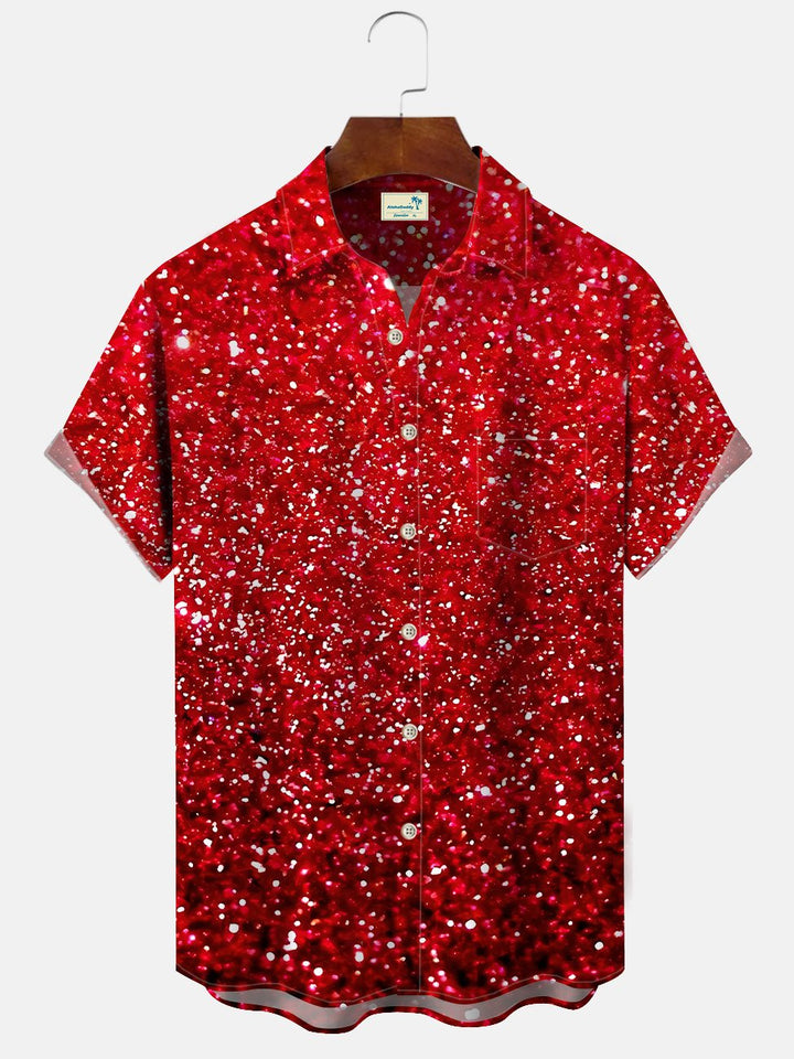 Alohadaddy Christmas Lights Fluorescent Pocket Button Casual Short Sleeve Shirt
