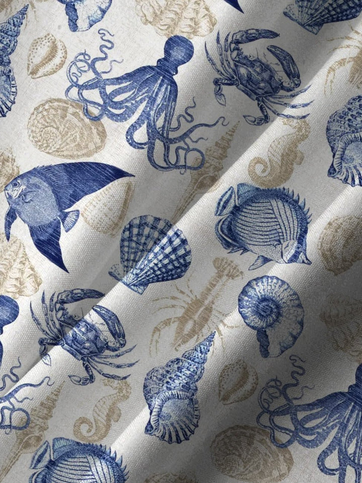 Alohadaddy Ocean Life Tropical Fish Button Pocket Casual Short Sleeve Shirt