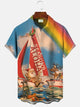Alohadaddy Christmas Beach Party Button Pocket Casual Vacation Shirt
