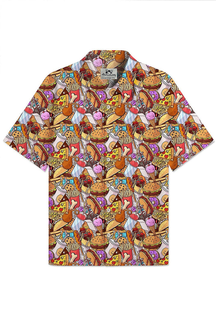 Alohadaddy Christmas Burger Gift Button Pocket Casual Holiday Shirt
