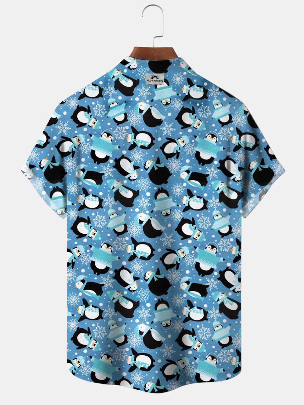 Alohadaddy Christmas Snowman Penguin Button Pocket Casual Short Sleeve Shirt