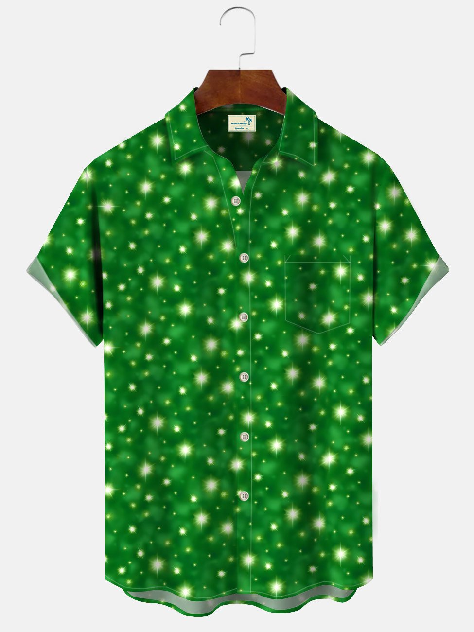 Alohadaddy Christmas Star Button Pocket Casual Short Sleeve Shirt