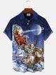 Alohadaddy Christmas Moon Santa Elk Button Pocket Casual Short Sleeve Shirt