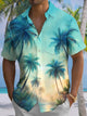 Camisa informal de manga corta con bolsillos y botones con diseño de árbol de coco y planta de Alohadaddy Beach