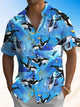 Camisa informal de manga corta con bolsillos y botones con diseño de ballena y cocotero de Alohadaddy