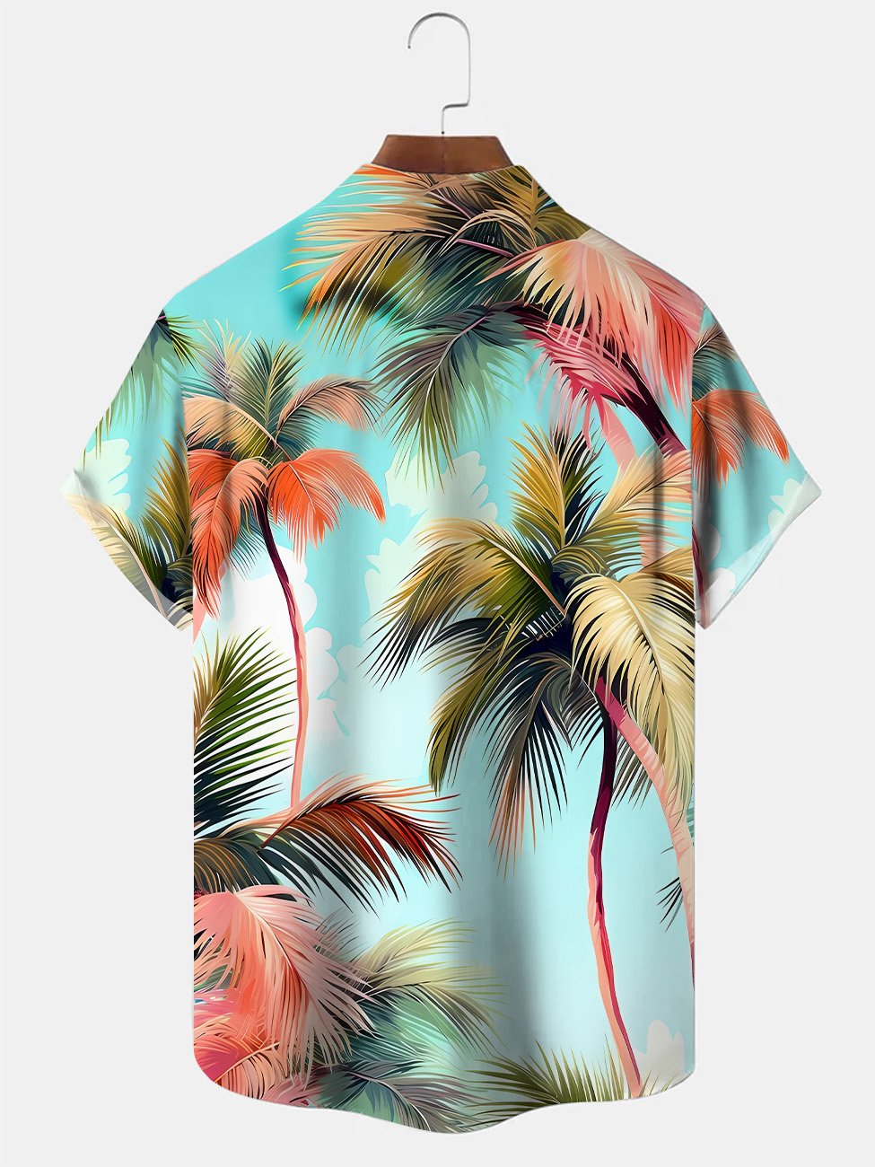 Camisa informal de manga corta con bolsillos y botones con diseño de árbol de coco de Alohadaddy Beach