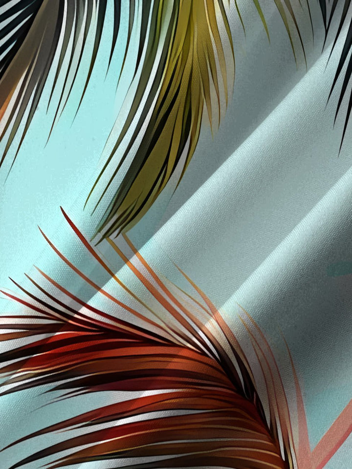 Camisa informal de manga corta con bolsillos y botones con diseño de árbol de coco de Alohadaddy Beach