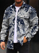 Chaqueta informal de manga larga con bolsillos y botones, estilo retro, estilo étnico, estilo sirena, con diseño de hojas y plantas de Alohadaddy