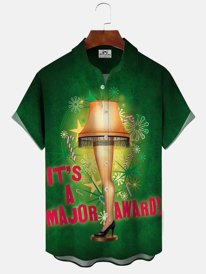 Camisa informal de manga corta con bolsillos y botones estilo vintage navideño de Alohadaddy