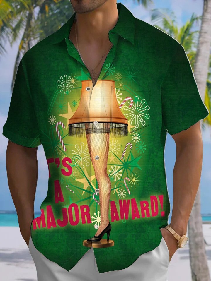 Camisa informal de manga corta con bolsillos y botones estilo vintage navideño de Alohadaddy