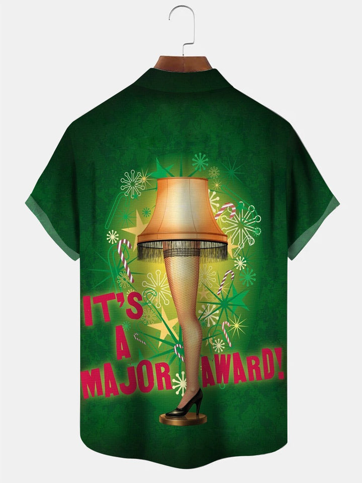 Camisa informal de manga corta con bolsillos y botones estilo vintage navideño de Alohadaddy