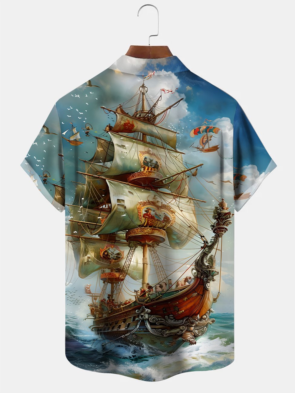Alohadaddy Ocean Boat Vintage Button Pocket Casual Vacation Shirt