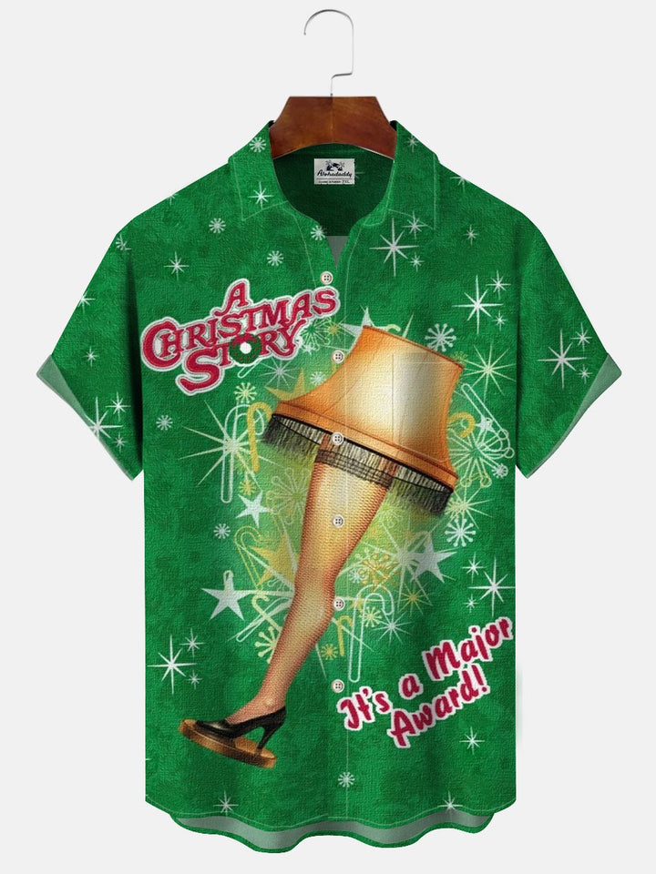 Camisa informal de manga corta con bolsillos y botones estilo vintage navideño de Alohadaddy