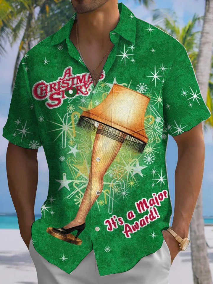 Camisa informal de manga corta con bolsillos y botones estilo vintage navideño de Alohadaddy