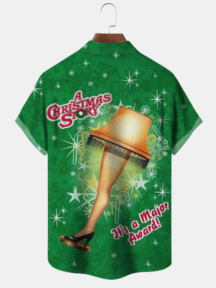 Camisa informal de manga corta con bolsillos y botones estilo vintage navideño de Alohadaddy