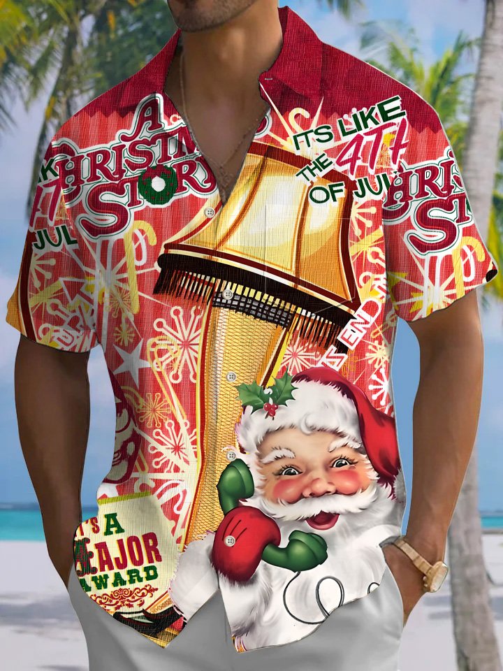 Alohadaddy Christmas Button Pocket Casual Holiday Shirt