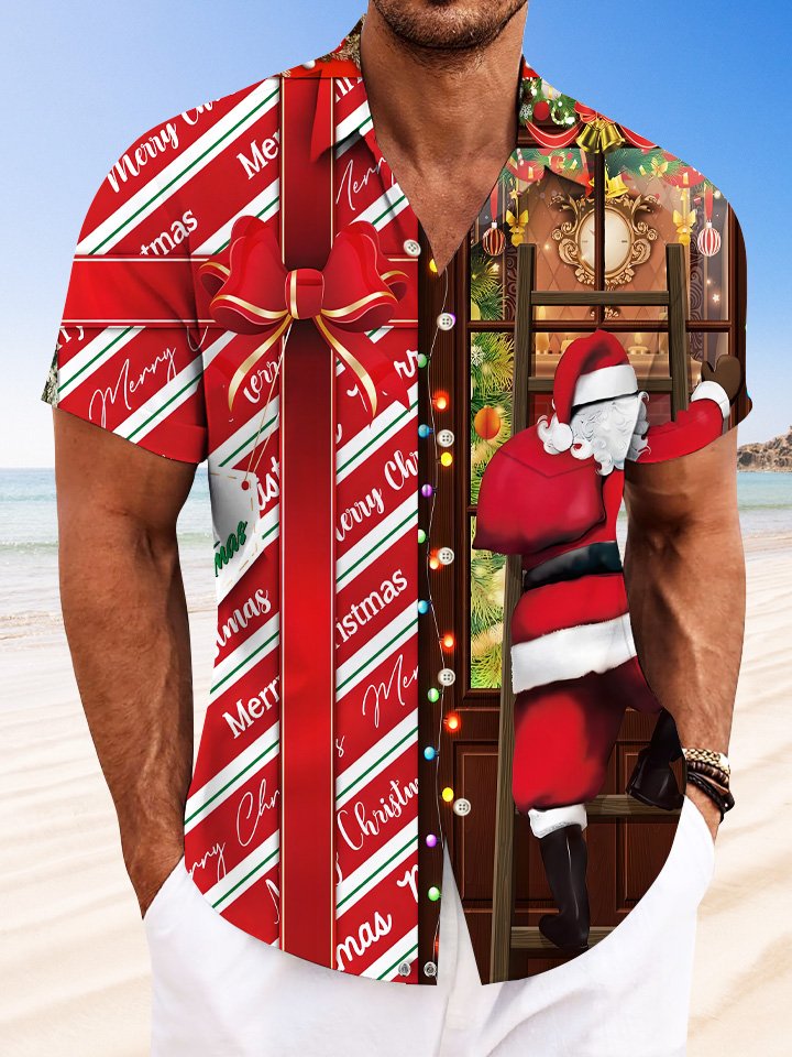 Alohadaddy Christmas Gift Button Pocket Casual Holiday Shirt
