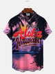 Camisa informal de manga corta con bolsillos y botones con diseño de árbol de coco de Alohadaddy Beach